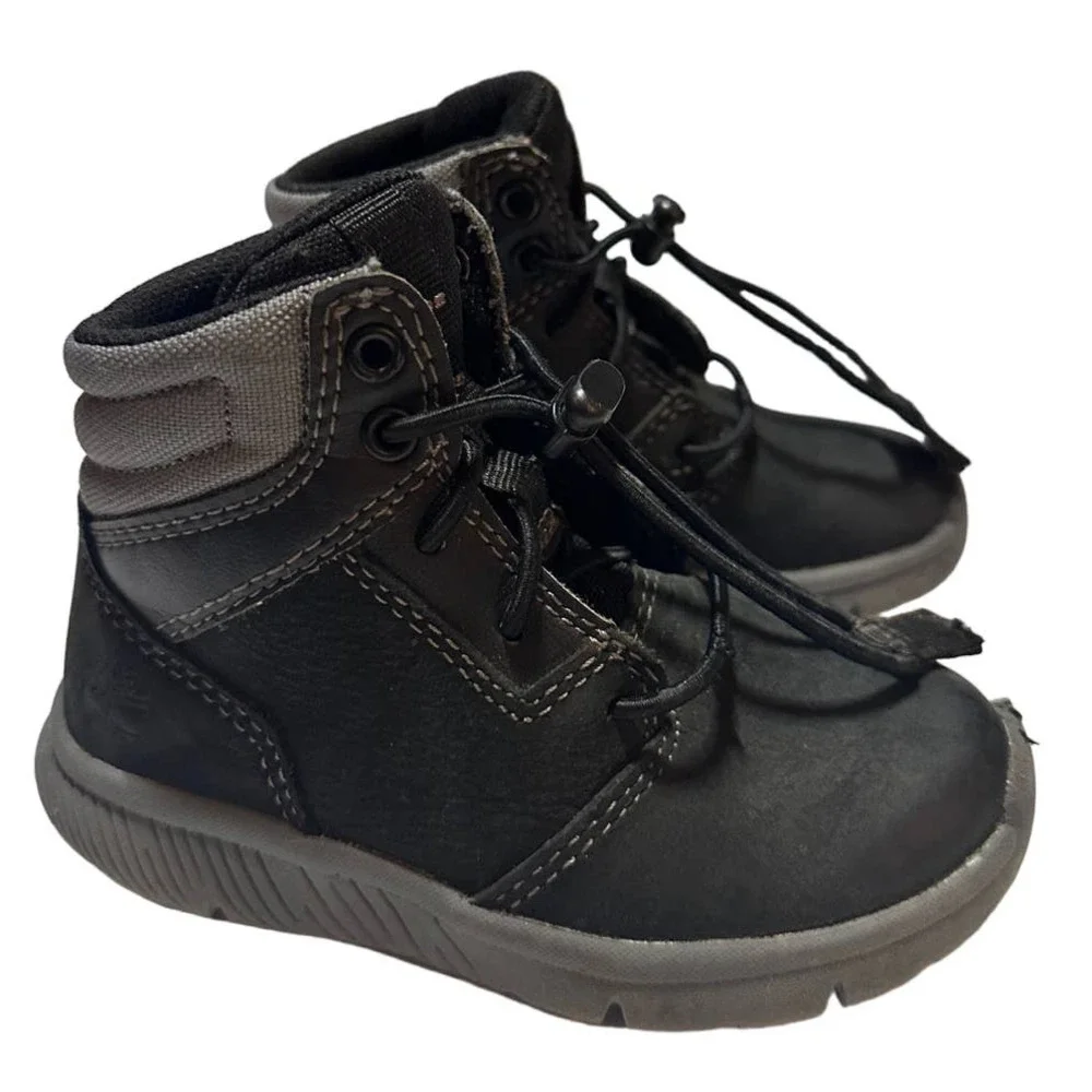 Timberland Boys Boots Winter Boltero A4425 Lace Up Ankle Leather Black Size 6 - Picture 1 of 6